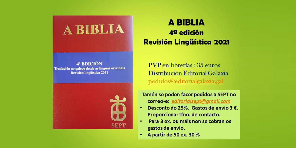 Anuncio a biblia 4ª edición en galego